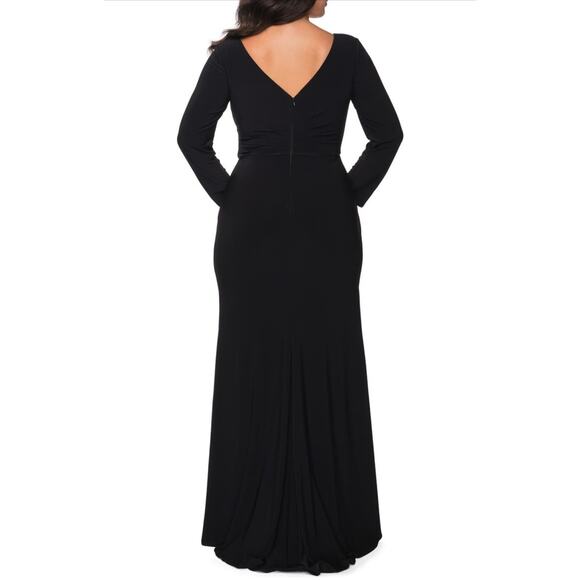 La Femme Long Sleeve Faux Wrap Gown size 14 - Picture 2 of 10